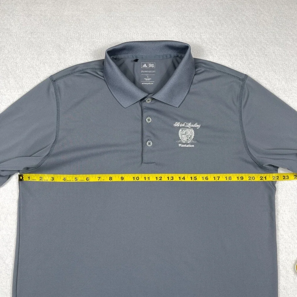 Adidas Polo Shirt Mens Large Gray Golf Brick Landing Plantation‎ Vacation Travel